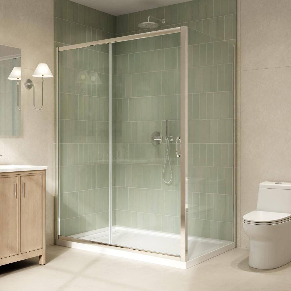 Breeze 60 in. L x 36 in. W x 72.83 in. H Straight Corner Shower Kit in Chrome with Clear Sliding Door and Pan price history on PriceWatchPro