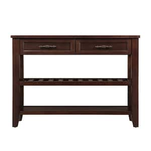 42 in. Solid Wood Pantry Organizer Buffet Sideboard 2-Drawers and 2 Tiers Shelves in Espresso