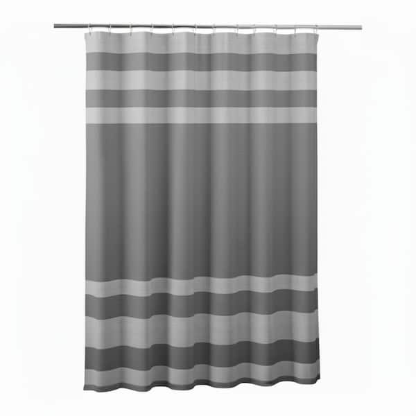 Spa Waffle 36 in. W x 72 in. L Polyester Shower Curtain with 3M Treatment in Charcoal