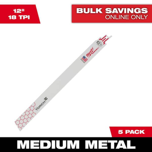 12 in. 18 TPI TORCH Medium Metal Cutting SAWZALL Reciprocating Saw Blades (5-Pack)