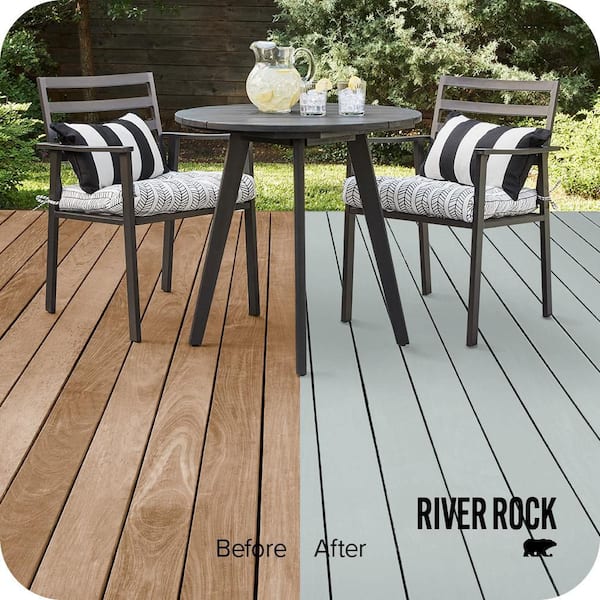 5 gal. #730E-3 River Rock Solid Color Waterproofing Exterior Wood Stain and Sealer