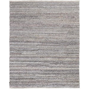 9 x 12 Taupe and Ivory Striped Area Rug