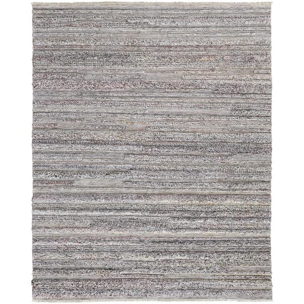HomeRoots 9 x 12 Taupe and Ivory Striped Area Rug