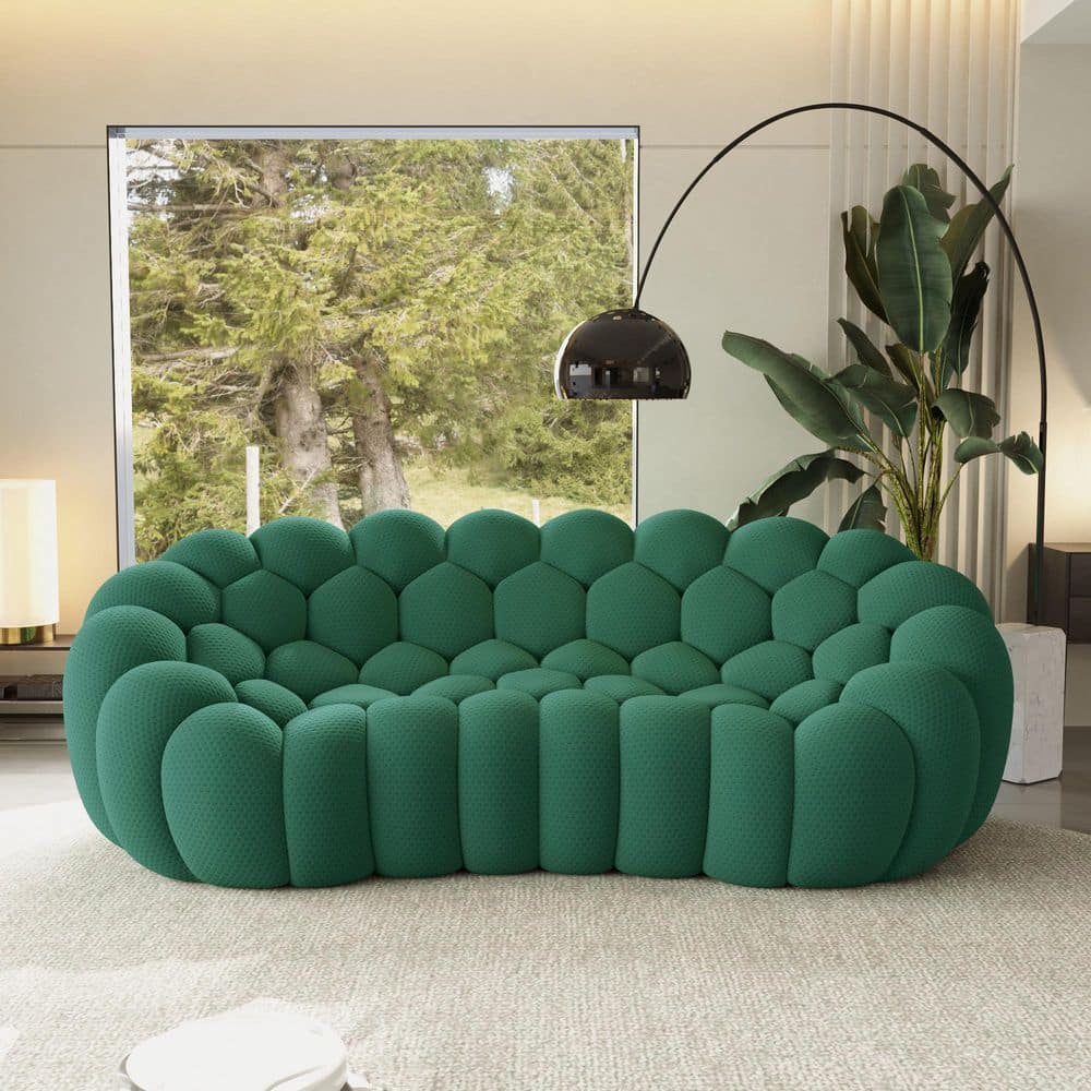 Magic Home 3-Seater Bubble Curved Couch, 98 in. Comfy Fabric