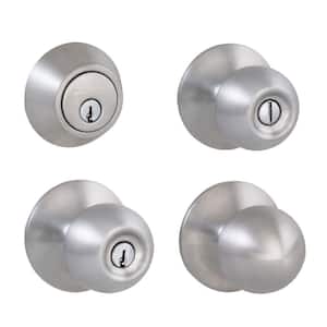 Saturn Stainless Steel Knob House Pack with 2 Entry, 2 Single Cylinder Deadbolts, 3 Privacy, 3 Passage Knobs