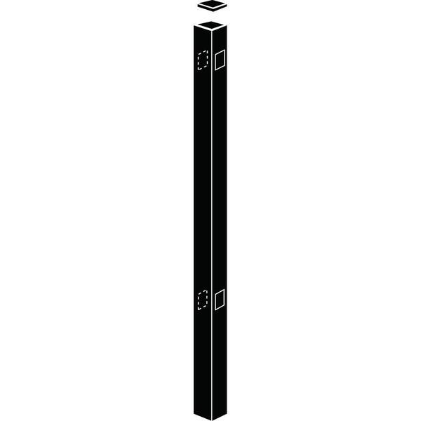 Allure Aluminum 2 in. x 2 in. x 4-5/6 ft. Metropolitan Black Aluminum Fence Line Post (4-Pack)