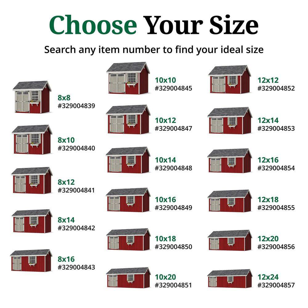 Colonial Pinehurst 10' x 10' Red and Gray Wood Storage Shed Kit with Windows