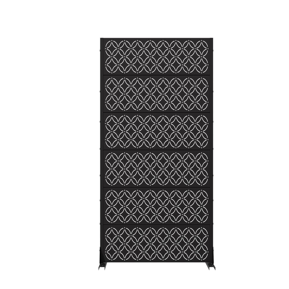 72 in. H x 35.5 in. W Outdoor Black Galvanized Steel Decorative Garden Fence Privacy Screen price history on PriceWatchPro