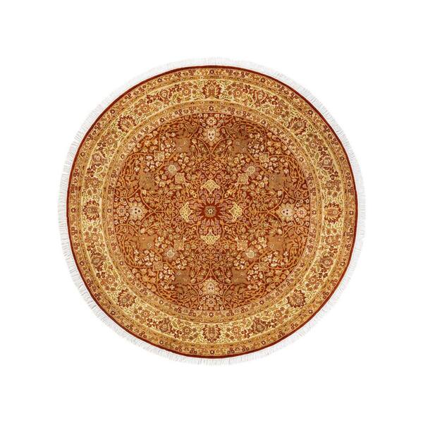 Solo Rugs Mogul One-of-a-Kind Traditional Orange 5 ft. 1 in. x 5 ft. 1 in. Letter Print Area Rug