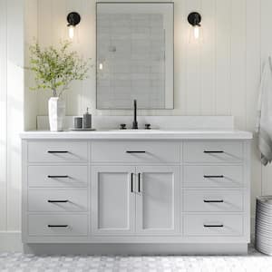 Hepburn 66 in. W x 22 in. D x 36 in. H Single Sink Freestanding Bath Vanity in Grey with Carrara Qt. Top