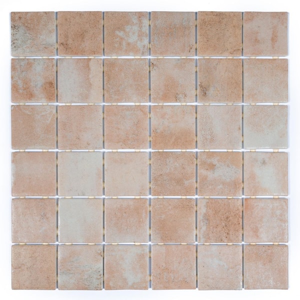Lucenza 4 x 5 in. Clay Beige Matte Recycled Glass Uniform Square Mosaic Wall and Floor Tile Sample