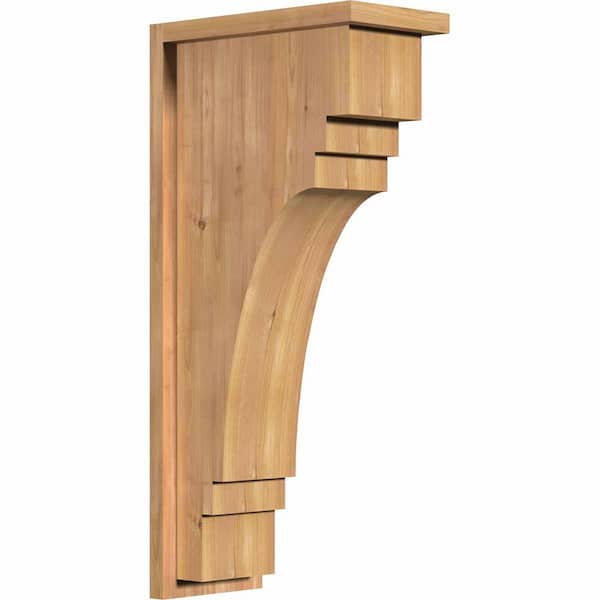 Ekena Millwork 7-1/2 in. x 14 in. x 30 in. Western Red Cedar Pescadero Smooth Corbel with Backplate