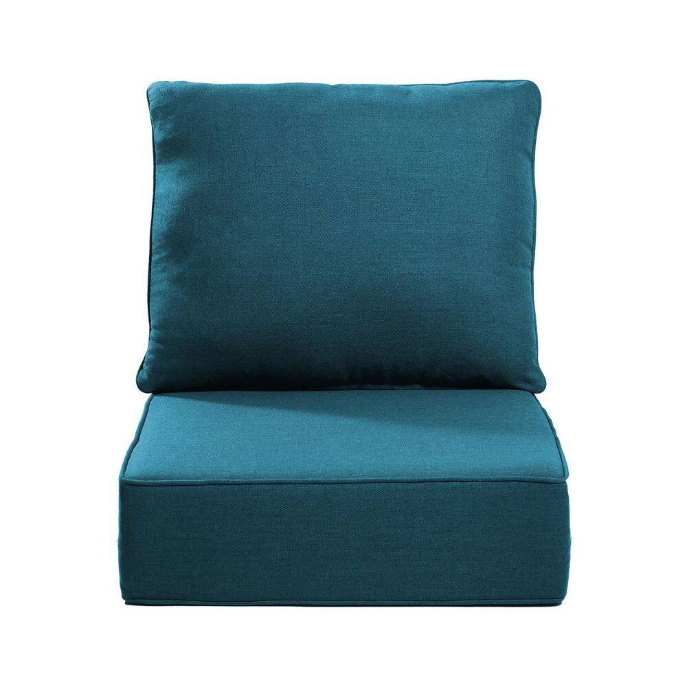 24 in. x 24 in. x 6 in. 2-Piece Olefin Deep Thick Seating Outdoor Lounge Chair Sofa Replacement Cushion in Peacock Blue price history on PriceWatchPro
