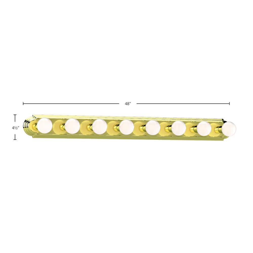 Polished Brass 8-Light Dimmable Vanity Bath Bar