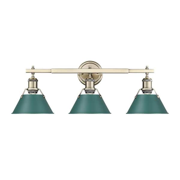 Golden Lighting Orwell 8.5 in. 3-Light Gold Vanity Light with Pine Green