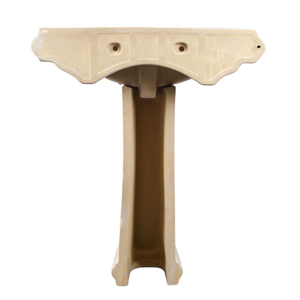 Elegant Apex White Ceramic 34" Rectangular Pedestal Sink with Overflow