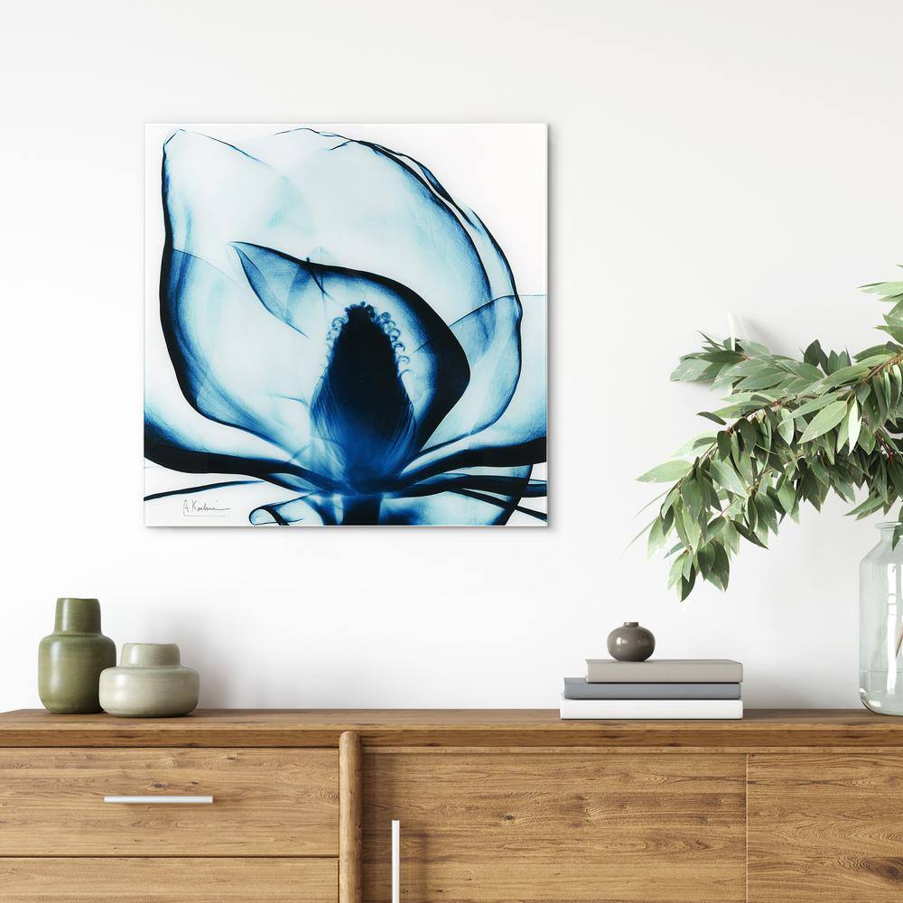 Blue Magnolia X-Ray Unframed Tempered Glass Landscape Wall Art