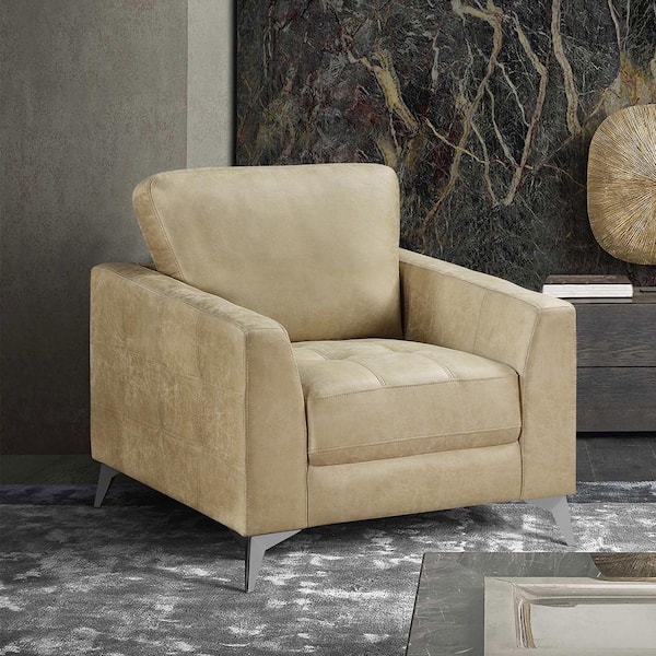 Lazzara Bristow Sand Microfiber Arm Chair