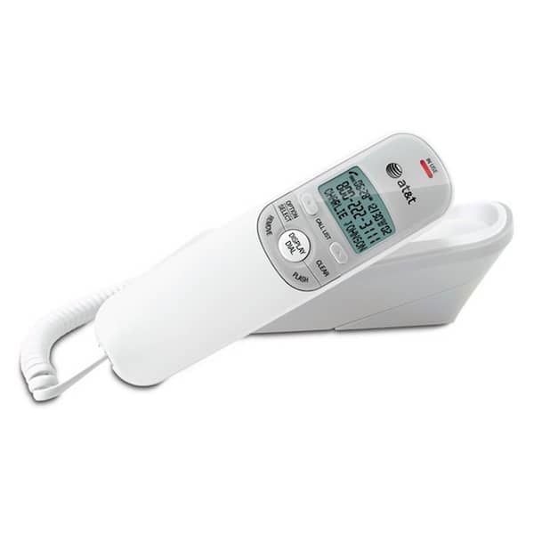 At And T Corded Trimline Phone With Caller Id White Tr1909w The Home Depot - Best Wall Mount Phone With Caller Id