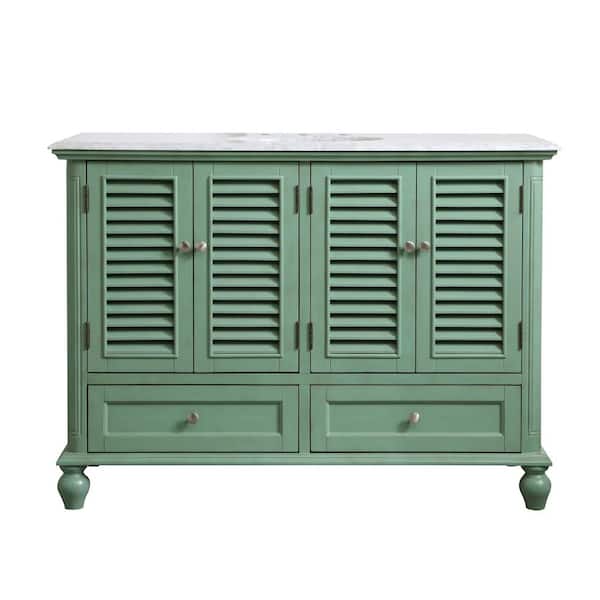 Unbranded Timeless Home 48 in. W x 22 in. D x 35 in. H Single Bathroom Vanity in Vintage Mint with White Marble and White Basin