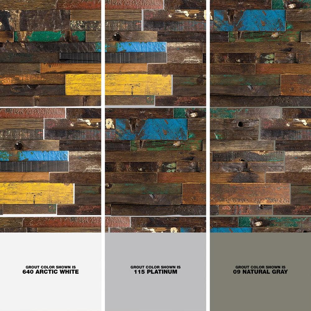 Castaway Multicolor Reclaimed Wood Mosaic Wall Tile