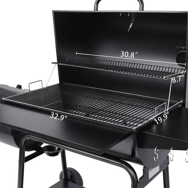 Royal Gourmet Charcoal Barrel Grill with Offset Smoker in Black CC2036F -  The Home Depot