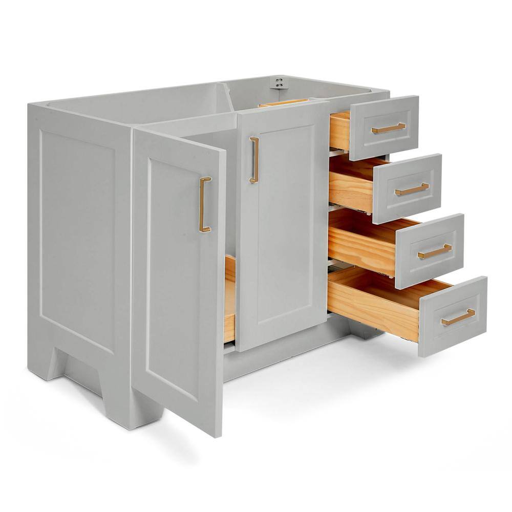 Gray 42'' Freestanding Wood Bathroom Vanity Base with Brass Hardware
