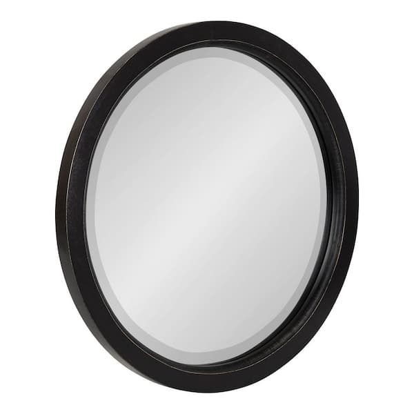 Kate and Laurel 18.00 in. H x 18.00 in. W Hogan Farmhouse Round Framed Black Accent Wall Mirror