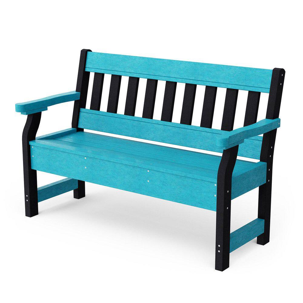 Heritage Aruba Blue and Black HDPE Plastic Outdoor Garden Bench price history on PriceWatchPro