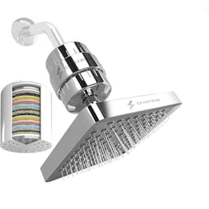 6 in. Square 23-Stage Shower Filter Head with Water Filter Cartridge Reduces Chlorine High Pressure in Chrome