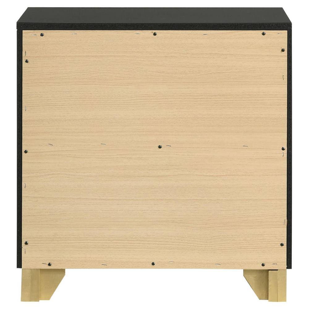 Black and Gold 2-Drawer Modern Nightstand