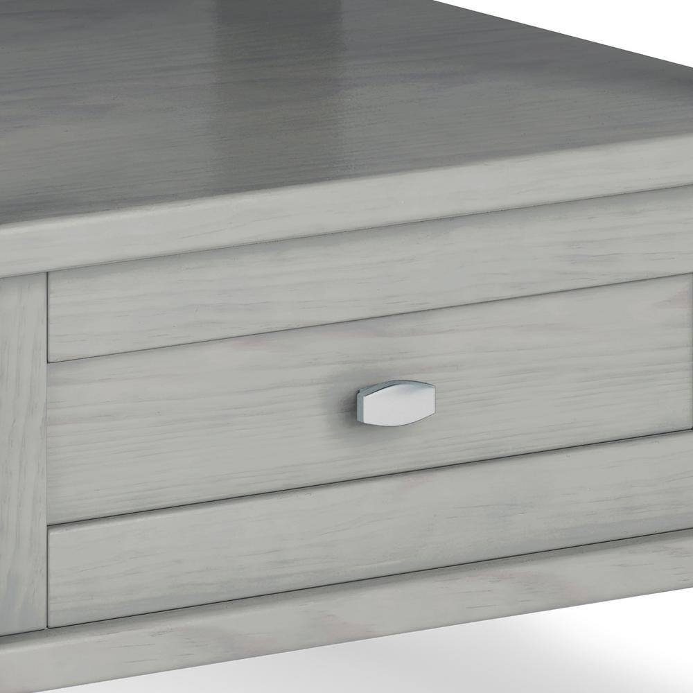 Fog Grey Solid Wood End Table with Storage Drawer