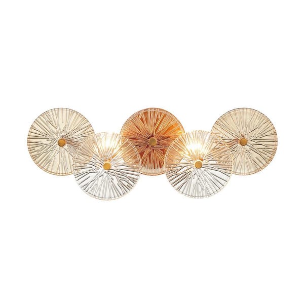Eurofase Sue-Anne 21.75 in. 2-Light Brass Vanity Light with Clear/Amber Glass Shades