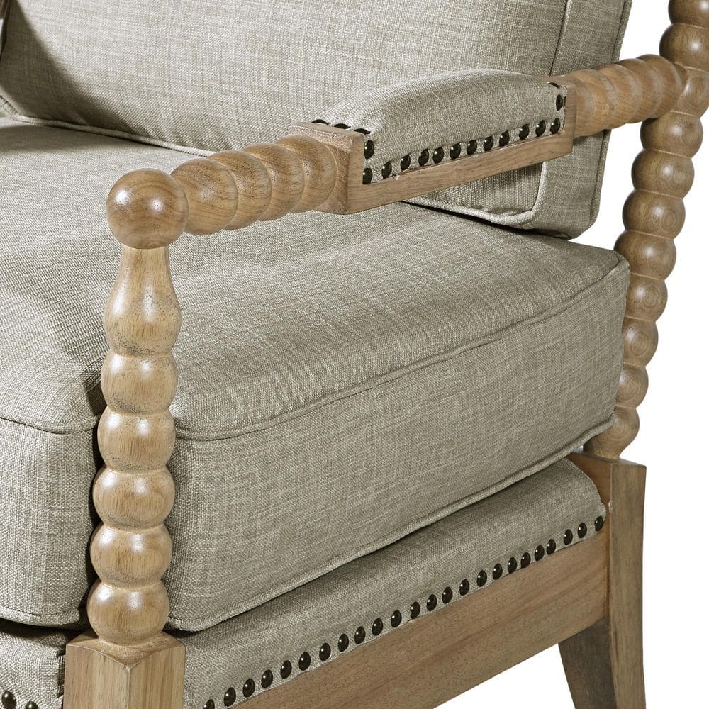 Donohue Light Grey Solid Wood Nailhead Trim Accent Chair