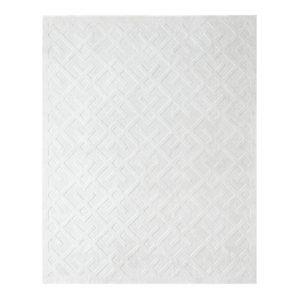 Solo Rugs Arlo Modern Solid White 10 ft. x 14 ft. Hand Loomed Indoor/Outdoor Area Rug