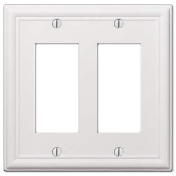 AMERELLE Ascher 2-Gang White Decorator/Rocker Stamped Steel Wall Plate