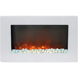 Callisto 30 in. Wall-Mount Electric Fireplace in White with Crystal Rock Display