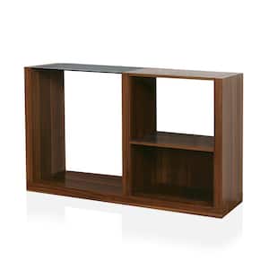 Ashlane 47.25 in. Black and Dark Walnut Rectangle Glass Console Table with Shelf