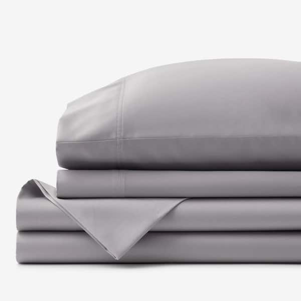 Legends Hotel Supima Cotton Wrinkle-Free 4-Piece Silver Sateen Queen Deep Pocket Sheet Set