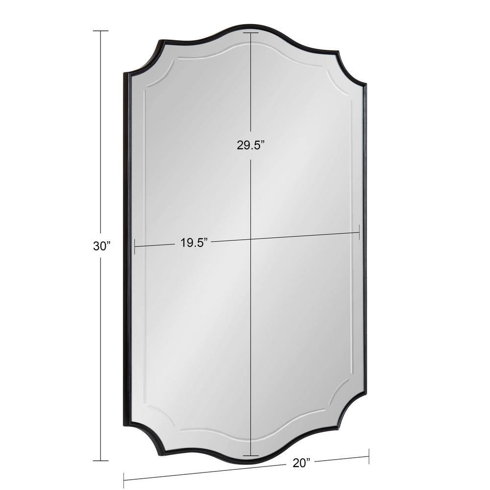 Hollyn 36''x25'' Traditional Black Wood Scalloped Wall Mirror