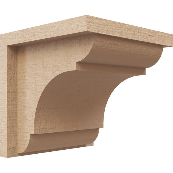 Ekena Millwork 5 in. x 5 in. x 5 in. Series 1 Wide Bryant Rough Cedar Woodgrain Timberthane Polyurethane Corbel, Primed Tan