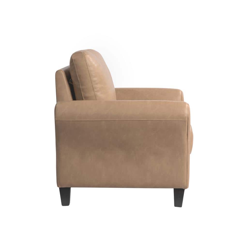 Brown Faux Leather Lawson Accent Chair with Tapered Legs