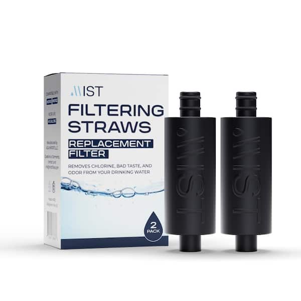 Mist Replacement Water Filter for Filtering Reusable Straws, Black 2-Pack