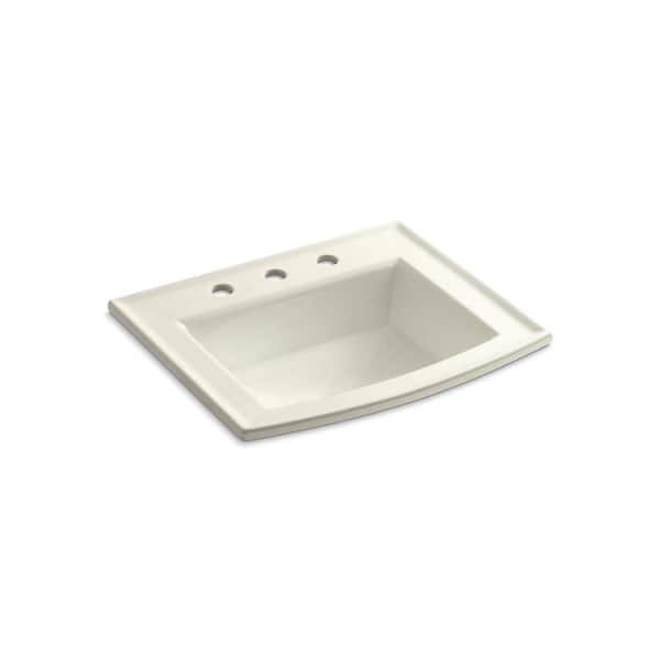 KOHLER Archer 22-3/4 in. Drop-In Vitreous China Bathroom Sink in Biscuit with Overflow Drain