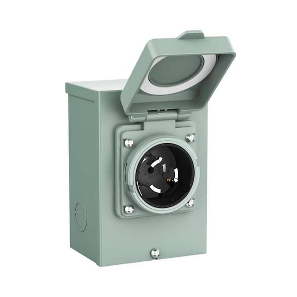 50 Amp NEMA PB50 SS2-50 Power Inlet Box for 3 Prong Generator Cord 12500W 125/250V Receptacle for Outdoor Use