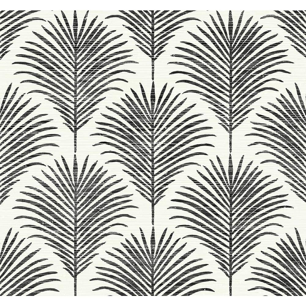 Inkwell & Off-White Vinyl Palm Leaf Peel and Stick Wallpaper