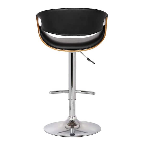 HomeRoots Mod Adjustable Black Faux Leather Swivel Bar Stool