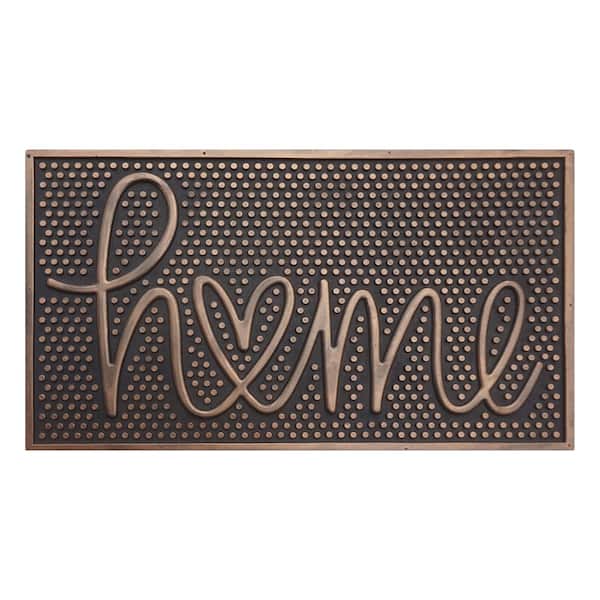 A1HC All Weather Rubber Pin Indoor/Outdoor Doormat Home Printed Brown 18 in. x 30 in. Dirt Grabber Durable Welcome Mat