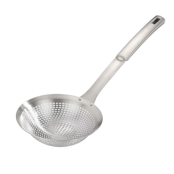 Skimmer Ladle Spoon, Stainless Steel Skimmer, 14.5 Inch for Cooking Frying and Skimming, Colander and Strainer