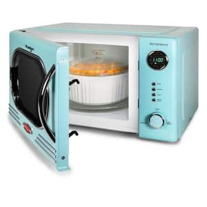 Retro 14.92 in. Wide 1.1 Cu. Ft. Electric 1000-Watts Microwave Aqua with Child Safety Lock